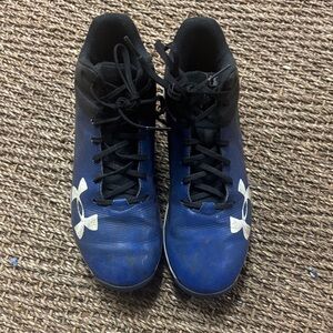 Under Armour Blue and Black Lace-Up Baseball Cleats Sz 5.5Y